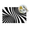 thumbnail image 4 of ZNDUO Placemats, 1 PCS Heat Resistant Stain Resistant Woven PVC Insulation Placemats, Durable Washable Elegant Table Mats for Dining-Black & White Spiral Stripes, 18"x12", 4 of 6
