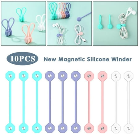 10Pcs Cable Magnetic Headphone Silicone Ties Organiser Holder Clip Winder Cord