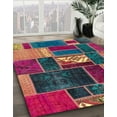 thumbnail image 2 of Ahgly Company Indoor Square Abstract Bright Maroon Red Patchwork Area Rugs, 7' Square, 2 of 6