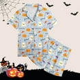 thumbnail image 5 of Youmylove Pajamas For Girls Short Sleeve Shorts Outfit 2 Piece Sleepwear Button Pajama Sets Graphic Print Trendy Pajama Set Stylish Pajamas Nightgown Outfit, 5 of 5
