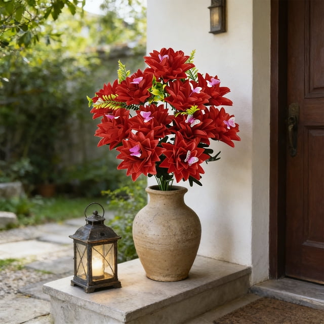 Decoración del hogar, decoración de habitaciones, 12 mariposas artificiales, orquídeas y tallos de flores de piña para decoraciones de bodas, centros de mesa de sala de estar y arreglos para escenas d