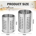 thumbnail image 2 of Stainless Steel Kitchen Utensil Caddy, Open Design Drainage Holes Weighted Base For Countertop, Compact Size Versatile Uses Elegant Design Tableware Drain Basket Rust Proof Silver, 2 of 5