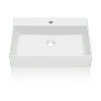 61 * 45 * 13cm Bathroom Vessel Sink, Rectangle Bathroom Sink, White Vessel Sink, Countertop Modern Sink