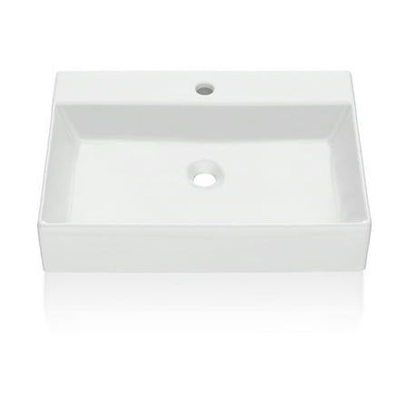 61 * 45 * 13cm Bathroom Vessel Sink, Rectangle Bathroom Sink, White Vessel Sink, Countertop Modern Sink