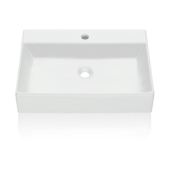 61 * 45 * 13cm Bathroom Vessel Sink, Rectangle Bathroom Sink, White Vessel Sink, Countertop Modern Sink