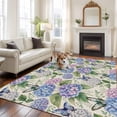 thumbnail image 3 of Area Rug 72×108in, Retro Hydrangea Linen Texture Floor Carpet Living Room Rug, Spring Blue Purple Flower Leaf Non-Slip Welcome Mat Indoor Rugs for Bedroom Dining Room, 3 of 9