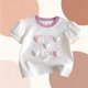 thumbnail image 4 of Blusas y camisas de manga corta con cuello redondo para niña, camiseta de verano con estampado de corazón tridimensional de manga corta, top holgado dulce de media manga para bebé, top de algodón para, 4 of 5