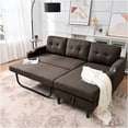 thumbnail image 3 of JERFIT Modern Fabric Sofa with Storage Ottoman, Brown 3-Seater Couch for Living Room, Comfortable Convertible Lounge Sleeper Sectional with Thick Foam Cushions, 3 of 10