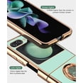 thumbnail image 6 of Compatible with Samsung Galaxy Z Flip 5 Case for Women Men Cute Samsung Z Flip 5 Protective Case Shockproof with Stand and Luxury Plating Gold Edge Phone Case Cover (Light Green), 6 of 14