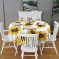 thumbnail image 2 of White Sunflower Round Tablecloth 60" X 60",Wrinkle Wipeable Table Cloth for Kitchen Dining Room Picnic Patio Party, 2 of 6