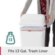 Sterilite Kitchen Trash Can, 13 Gallon Plastic Garbage Bin with Swing Top Lid, White