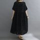 thumbnail image 5 of Vestido elegante de encaje floral para mujer, holgado, hasta media pantorrilla, cuello redondo y mangas cortas, 5 of 8
