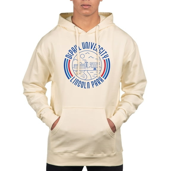 Men's Uscape Apparel Cream DePaul Blue Demons Standard Pullover Hoodie