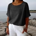 thumbnail image 6 of Womens Summer Tops Crew Neck Cotton Top Medium Sleeve T Shirt Loose Pullover, 6 of 6