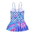 thumbnail image 4 of TTAO Kids Girls One Piece Mermaid Swimsuit Fish Scale Printed Swimming Dress with Built-in Shorts Purple 5-6, 4 of 7
