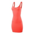 thumbnail image 2 of A2Y Women's Ribbed Scoop Neck Sleeeveless Mini Bodycon Dress Neon Pink S, 2 of 5
