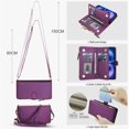 thumbnail image 4 of Case for iPhone 17 6.3 inch, RFID Blocking, Multi-Card Slots, Zipper Pocket 2 in1 Detachable Wallet With Shoulder Strap and Wrist Strap Shockproof Protective Magnetic Case,Purple,For iPhone 17, 4 of 7