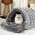thumbnail image 4 of Covered Cat Bed Cave - 2-in-1 Enclosed Pet House for Small Medium Dogs Cats, Winter Warm Sleeping Shelter with Removable Cushion, 2 Size Indoor, 4 of 7