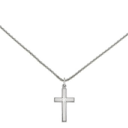 14kt White Gold Diamond-Cut Cross Pendant