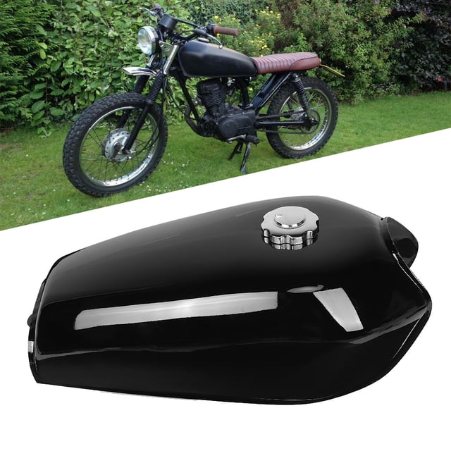 Tanque de combustible BuyWeek universal para motocicleta Negro brillante con interruptor de Tapa 9L