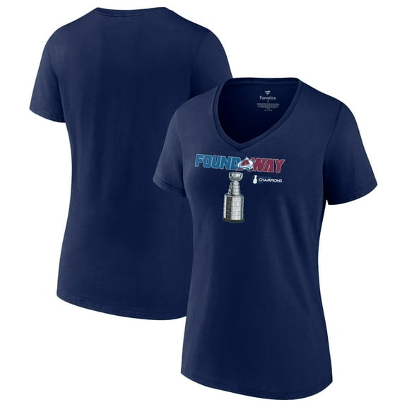 Women's Fanatics Navy Colorado Avalanche 2022 Stanley Cup Champions Plus Size Celebration V-Neck T-Shirt