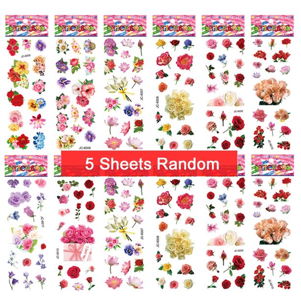 Pegatinas de princesa de dibujos animados para niñas, juguetes Kawaii DIY, decoración de fiesta de cumpleaños, vestido de burbuja 3D, 5 o 12 hojas(5 sheets7