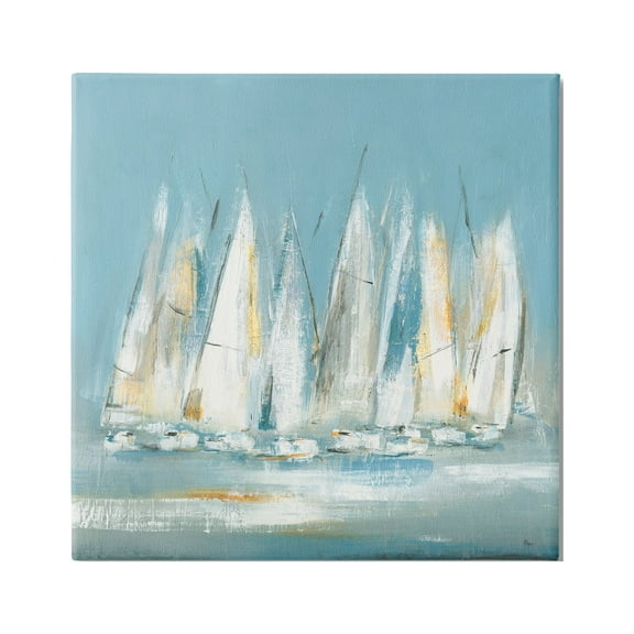 Stupell Industries Abstract Sailboat Fleet Transportation Painting Gallery Wrapped Canvas Print Wall Art, 17 x 17