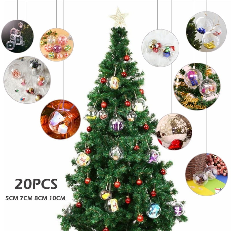 20 Pieces Transparent Ball Christmas Tree Ornaments for Wedding Party Christmas Home Decor DIY Plastic Fillable Ball Baubles 7cm