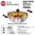 thumbnail image 2 of Hawkins Tri-Ply Stainless Steel Induction Compatible Deep Kadhai (Deep-Fry Pan) with Glass Lid, 5 Liter, 2 of 6