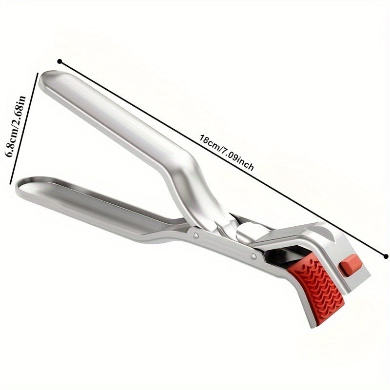 Stainless Steel Anti-Scald Bowl Clip Silicone Non-Slip Hot Dish Plate Gripper Tongs Kitchen Pot Pan Clamp Microwave Oven Lifter 1Pcs-Silver