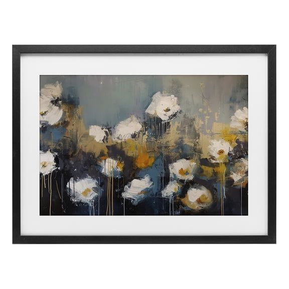 Stupell Industries Contemporary Contemporary Paint Drip Blossoms Black Framed Print Under Glass, 20 x 14, by Jacky Ngan