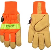Kinco 1938KW-L Men's Outdoor Hi-Viz Work Gloves, Pigskin Leather, Orange, Large