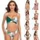 thumbnail image 5 of Bikini para mujer Traje de baño Estampado floral con cordones Cuello en V Traje de baño de dos piezas, Azul-1, 2xl Feliz Sencillez, 5 of 5