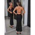 thumbnail image 3 of Womens Elegant Black Strappy Backless Maxi Dress, 3 of 6