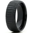 thumbnail image 2 of Metal Masters Mens Black Tungsten Carbide Dome Wedding Band Engagement Ring Chieseled Tree Bark Textured Design 15, 2 of 8