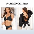 thumbnail image 4 of YANDW Racerback Front Closure Bra for Women Padded Add 2 Cups Lace T-Shirt Bras Underwire Plunge, Black 34B, 4 of 6