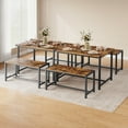 thumbnail image 4 of 3-Piece Dining Table Set with Benches for 4 - Rectangular Kitchen Dining Room Furniture with Sturdy Benches, 4 of 8