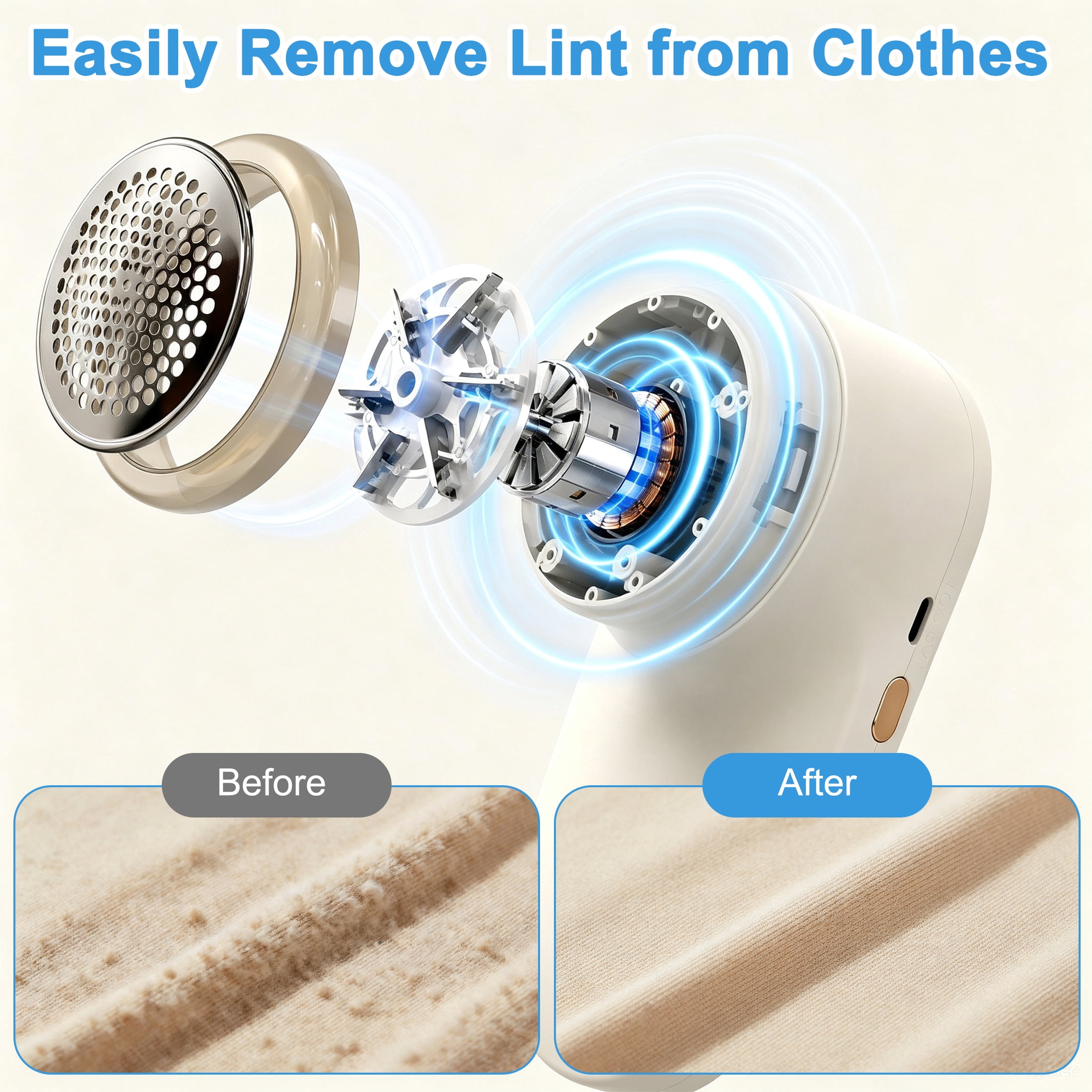 Fabric Shaver, Fabric Lint Remover, Electric Pill Remover, Clothes Defuzzer, Rechargeable Lint Shaver with Digital Display, Clothes Lint Shaver with 6-Leaf Blades for Sweaters Coats Bedding