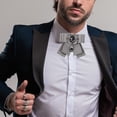 thumbnail image 4 of OUNONA Stylish Grey Pre-Tied Bow Tie Brooch for Men, Formal Bowties and Suit Accessories, Perfect for Weddings and Parties, 4 of 6