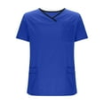 thumbnail image 6 of YLSDY Fashion Men & Women Scrub Tops V-Neck Scrubs Unisex Stretch Nursing Shirts Medical Uniform Workwear with 3 Pockets Blue XL, 6 of 6