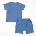 thumbnail image 6 of mgoYE Toddler Boys Clothes Set Short Sleeve T-shirt Top Elastic Waist Pocket Shorts Solid 2Pcs Outfits (Blue,2-3 Years), 6 of 6