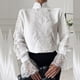 thumbnail image 4 of Camisa top blusa Mujer elegante sexy color Sólido Manga larga encaje pura Pompotops FGAJ2070, 4 of 9