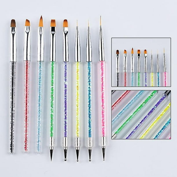 8 Uds. Pinceles para decoración de uñas, pincel para delineador de uñas de doble punta, bolígrafo punteador, herramientas de dibujo para taladro de punto de decoración de uñas, pincel para d