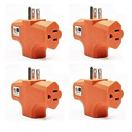 

GFQHF 3-Outlet Heavy-Duty Grounded Power Tap3 Way Electrical Outlet T Straight Shaped Plug Extender Grounded Wall Adapter UL Listed (4 Orange)