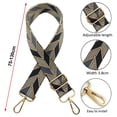 thumbnail image 4 of Bolso bandolera ajustable negro gris, correa intercambiable, banda ancha hebilla montaña dorada, 80-130cm bandolera mujer, bolso de mano, 3,8cm, 201, 4 of 5