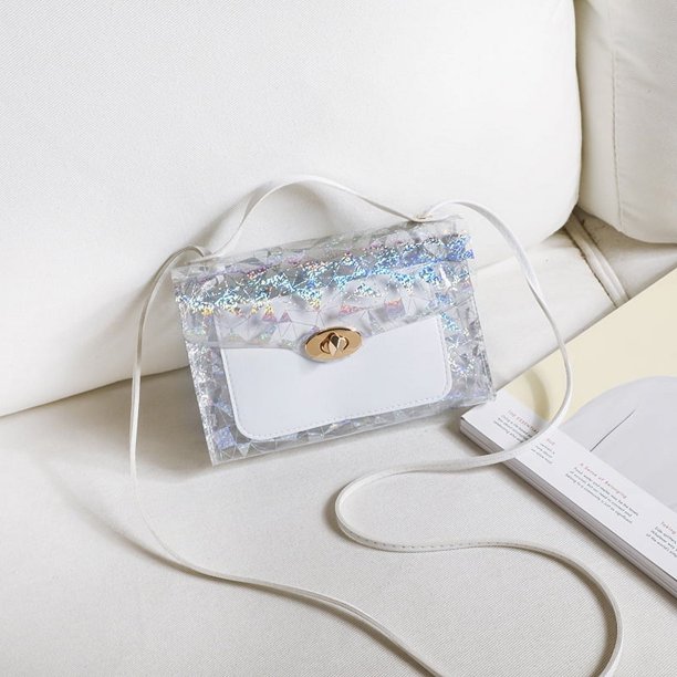 Bolso de mujer de estilo moderno con cadena transparente, bolso de mujer de moda, bolso de hombro distintivo que combina con todo, textura cruzada