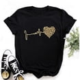 thumbnail image 3 of Summer new women's T-shirt with leopard print and heartbeat pattern, short-sleeved, 3 of 8