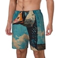 thumbnail image 1 of Balery Blue Watercolor Duck Bañador para hombre, shorts de playa de secado rápido con entrepierna y forro de compresión-Medium, 1 of 6