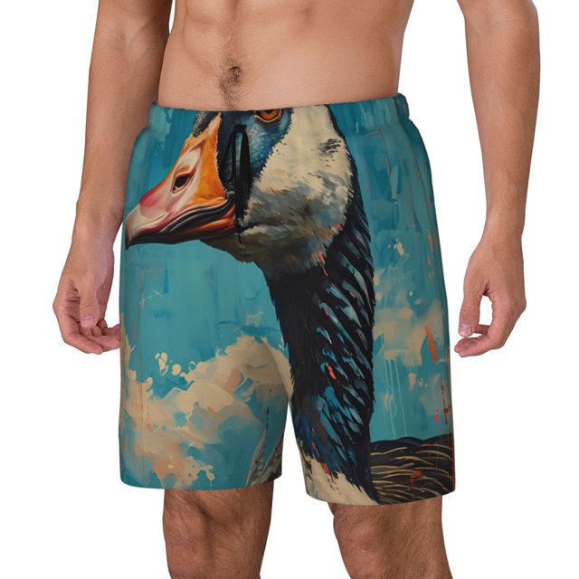Balery Blue Watercolor Duck Bañador para hombre, shorts de playa de secado rápido con entrepierna y forro de compresión-Medium