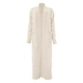 thumbnail image 3 of DuoJiaJ Knitted Sweater Coat Long Cardigan Warm Winter Fashion Outerwear Casual Oversized Button Front Pocket Detail Women's Lightweight Sweater Beige L, 3 of 4